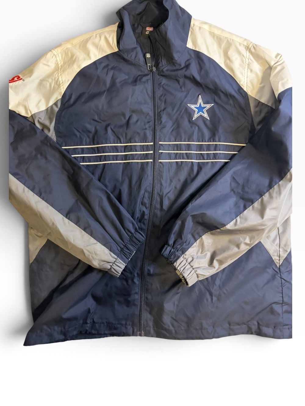 Reebok Dallas Cowboys NFL Windbreaker Jacket Navy Gray Men’s Large